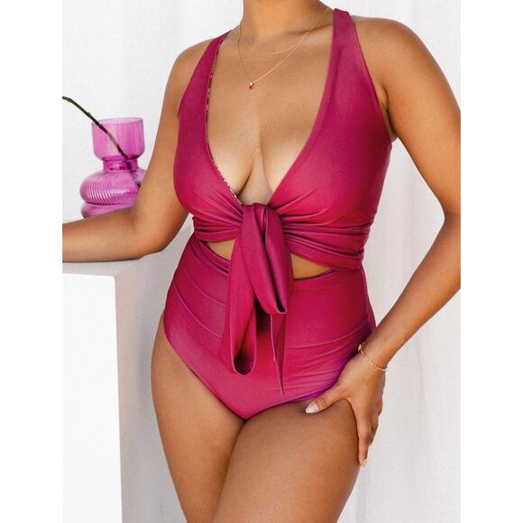 BAIIA Pink Paisley Reversible Shaping Modest Tankini Bakini Top US 8 NWT - Picture 4 of 12